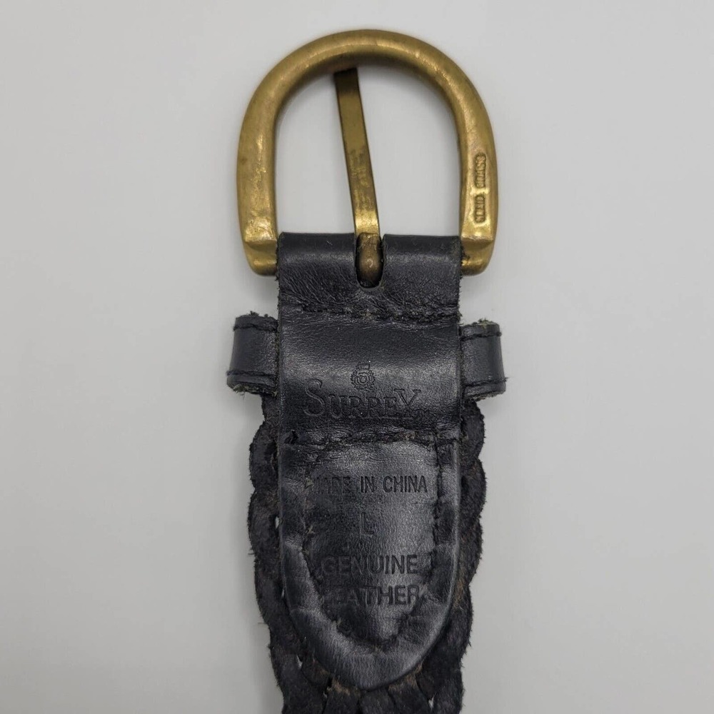 [SOLD]Surrey Belt Mens L Black Leather Braided Casual Minimal Everyday Normcore - Picture 5 of 6